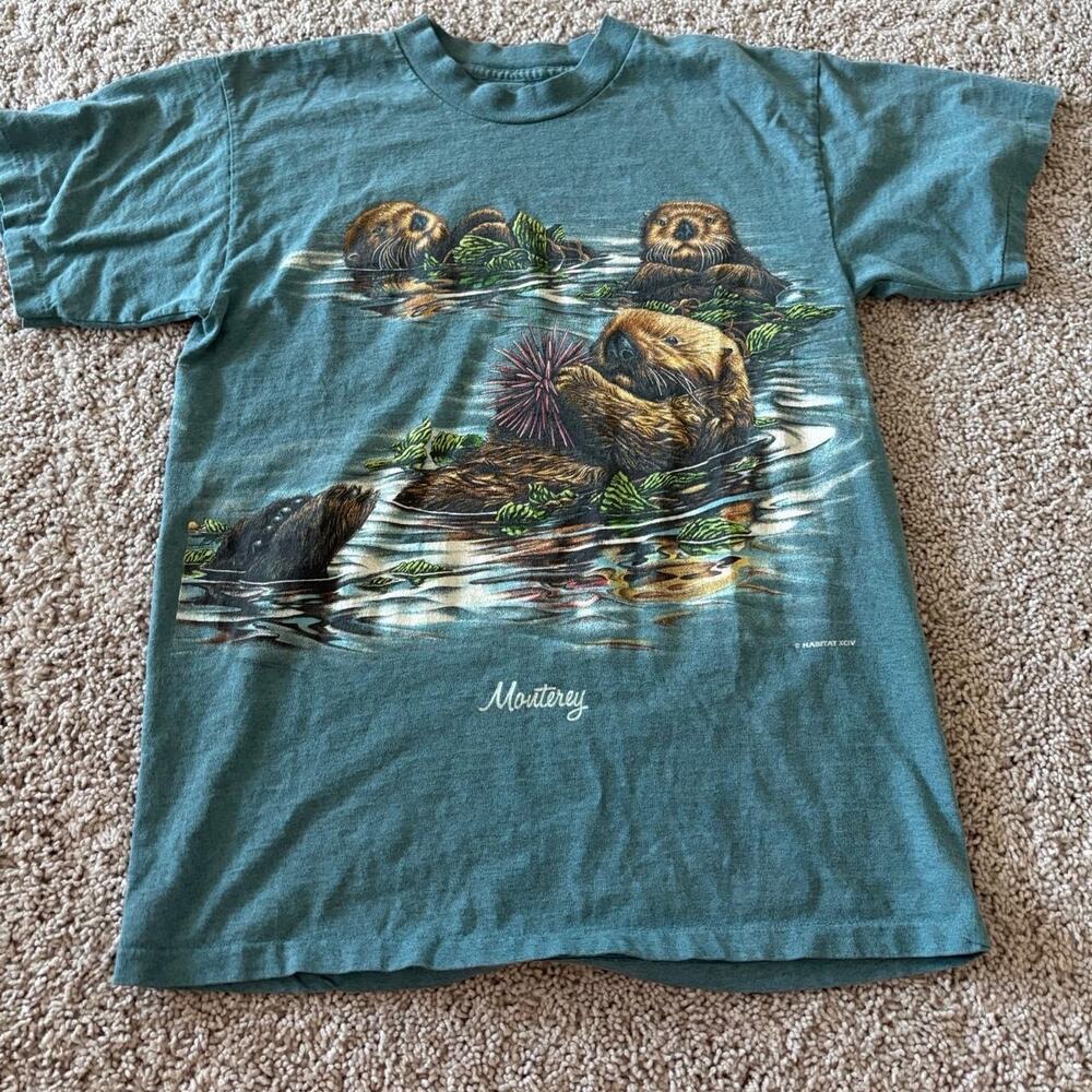 Sea Otter Tshirt 90s Vintage Nature Shirt Double Sided Graphic Single Stitched